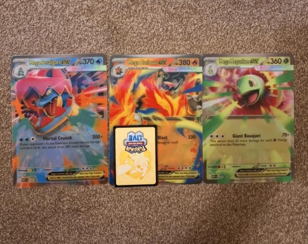 Mega Meganium Mega Feraligatr Mega Emboar Jumbo Lenticular Cards Pokémon TCG