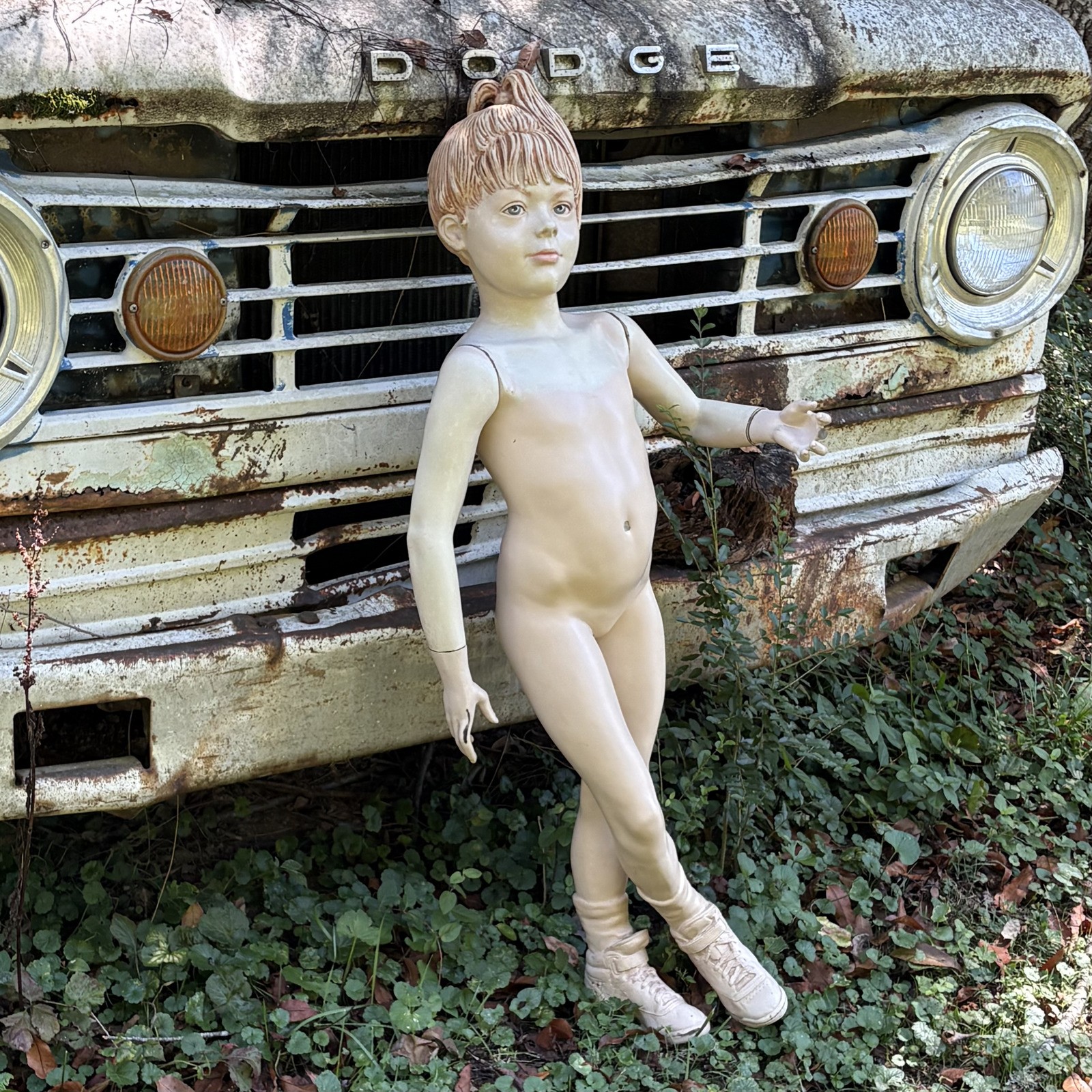 Vintage 47” Child Girl Mannequin Full Body Molded Hair Shoes Store Display