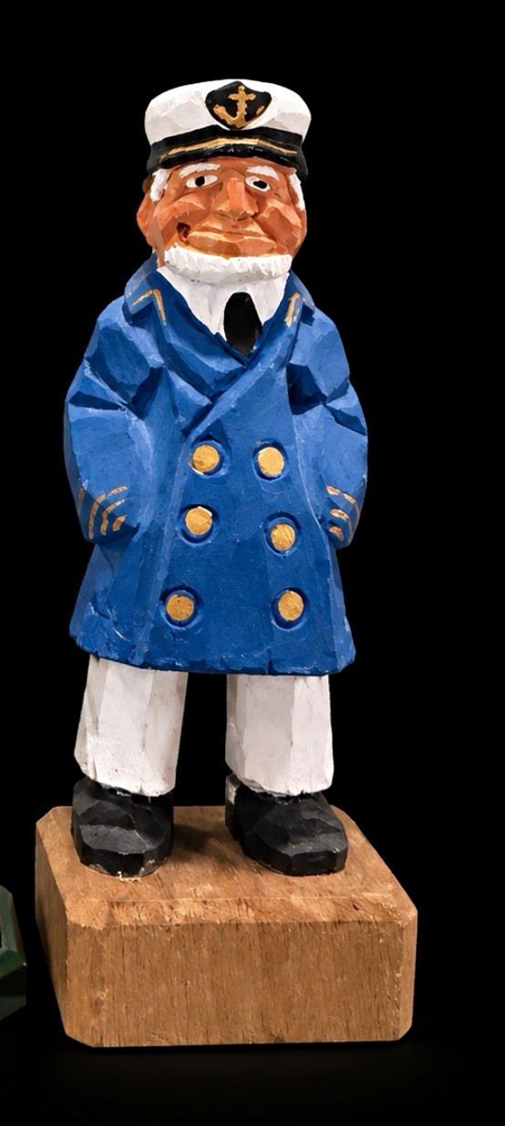 Vintage Hand-Carved & Hand-Painted Wooden Sea Captain / Sailor Figurine – Taiwan
