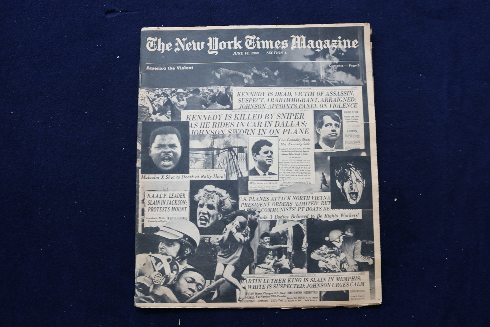 1968 JUNE 16 NEW YORK TIMES MAGAZINE - AMERICA THE VIOLENT HEADLINES - NP 9325