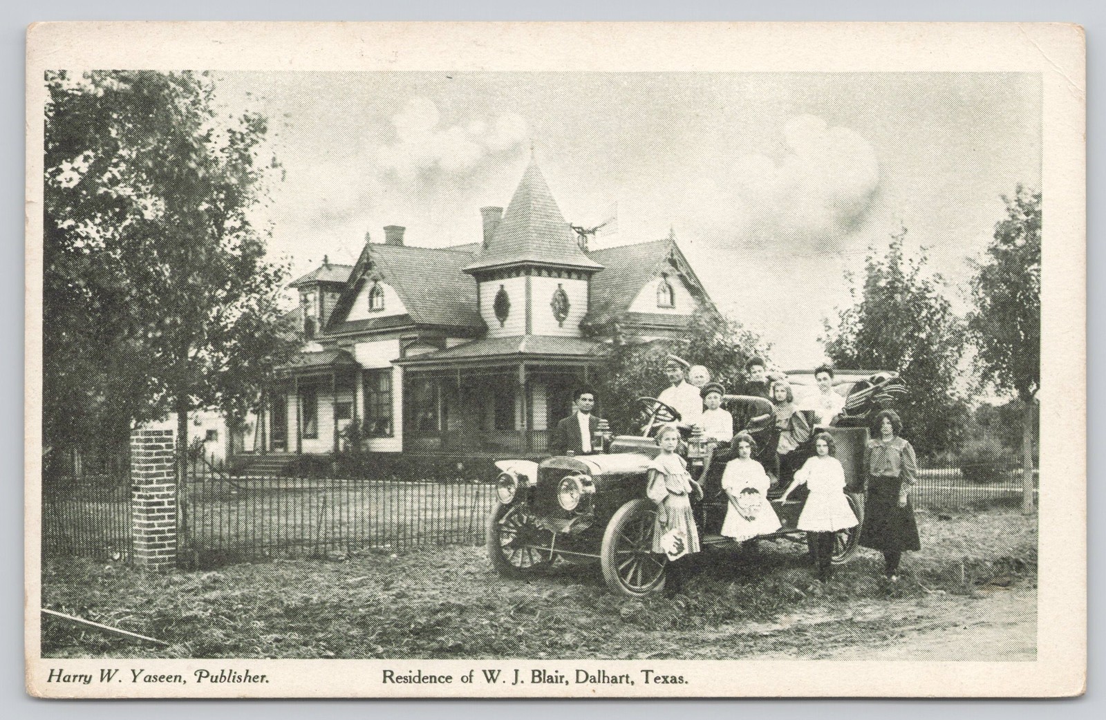 Residence W.J. Blair Dalhart TX Automobile Family c1910 Yaseen Postcard