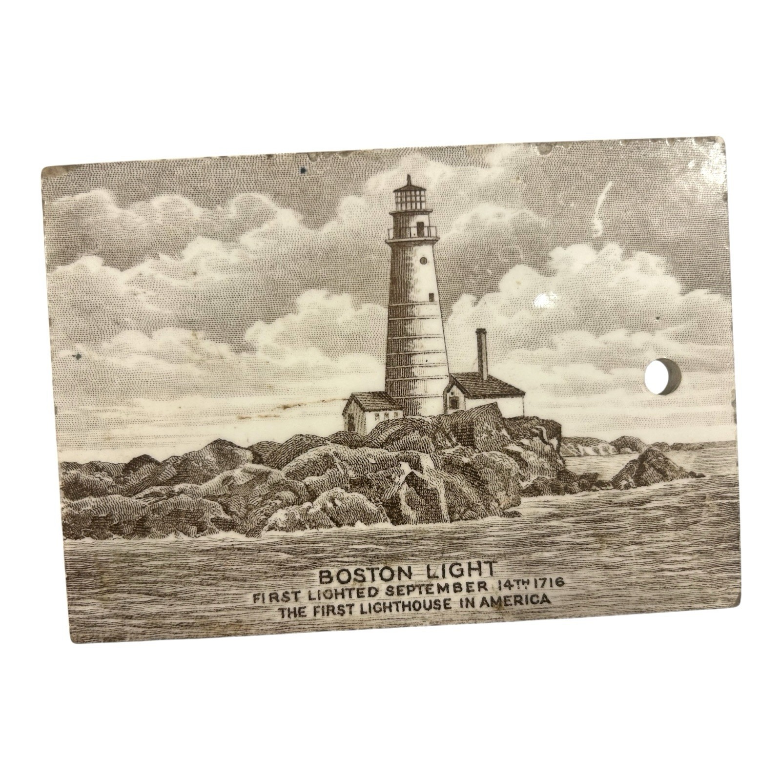 Antique Wedgwood Calendar Advertising Tile - 1918 Boston Light