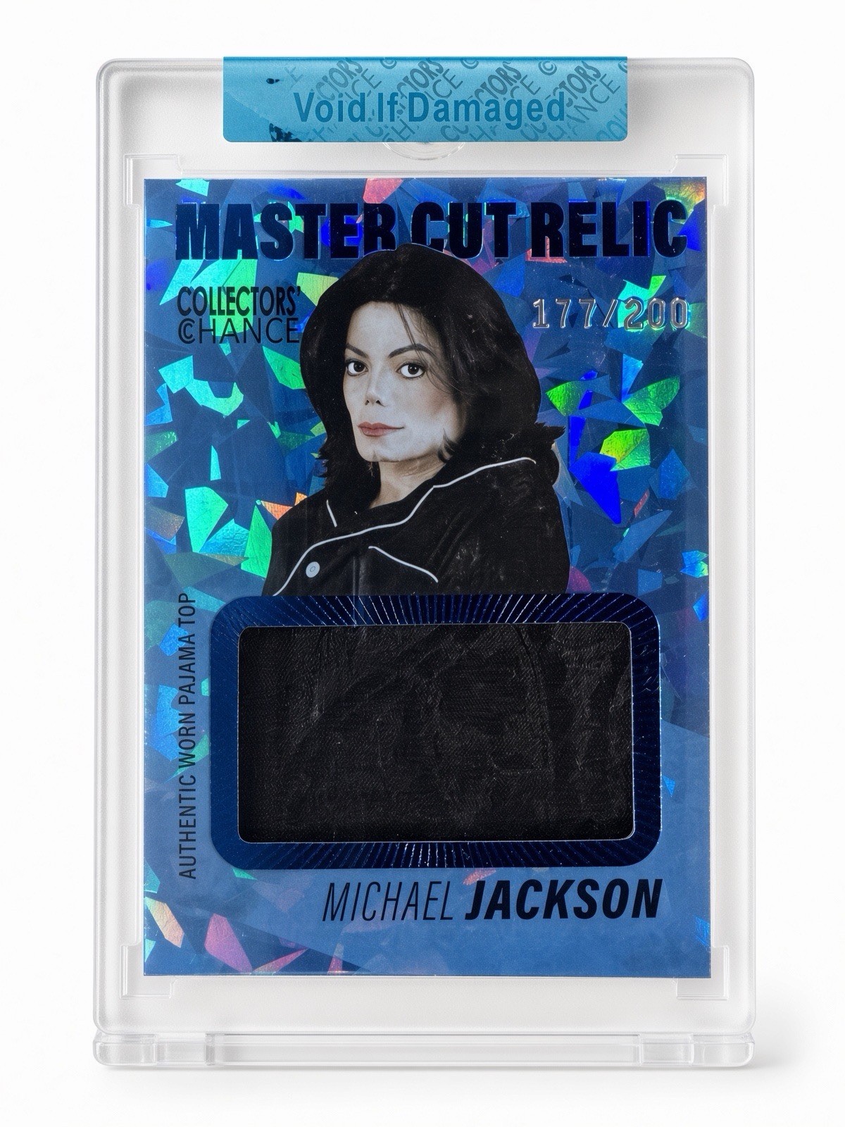 Michael Jackson Worn Pajama Relic Trading Card Blue Cracked Ice Edition 186/200
