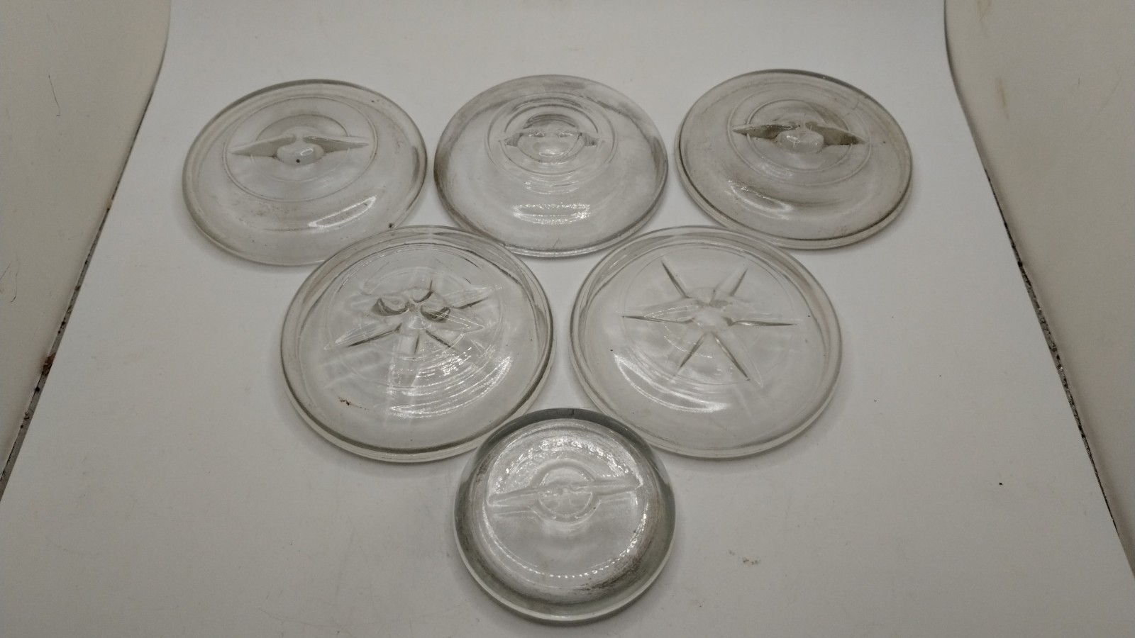 Antique Vintage Clear Glass Canning Jar Lid Lot For Wire Bail Jars