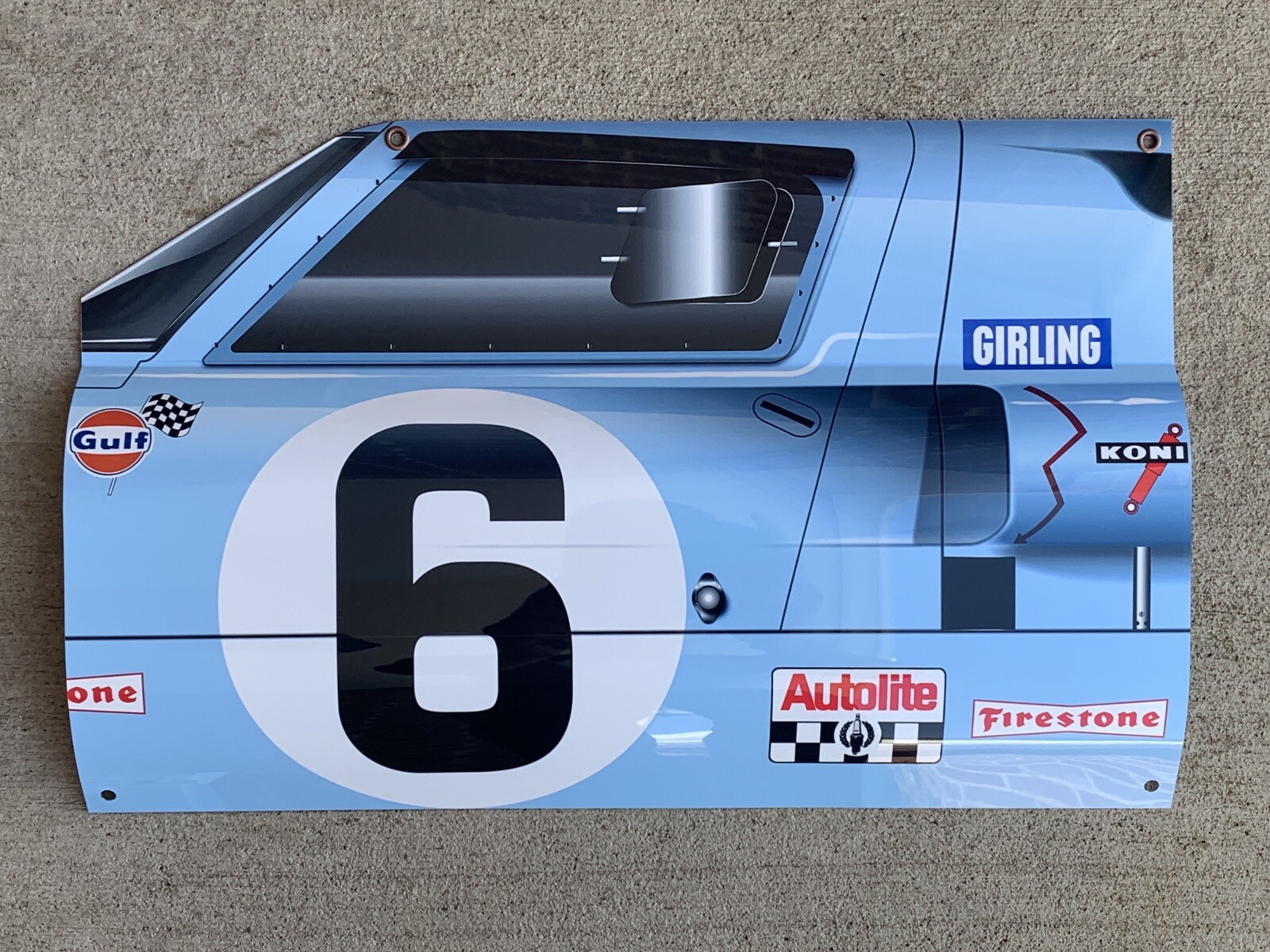 WOWCurved Ford Gt40 Lemans Race Side View Car Style Sign Gulf racing