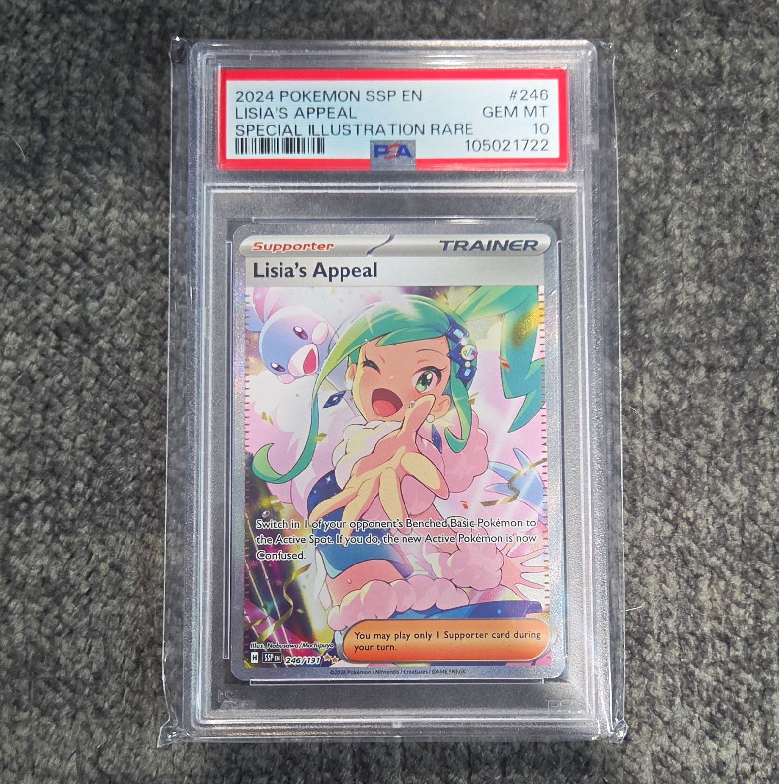 2024 Pokémon Surging Sparks Lisia's Appeal 246/191 SIR PSA 10 English