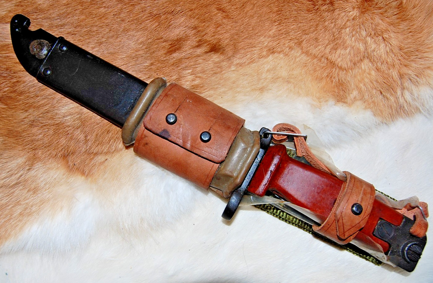 Vintage Rifle Knife Bayonet w/ Scabbard & Frog - Mint - Unissued