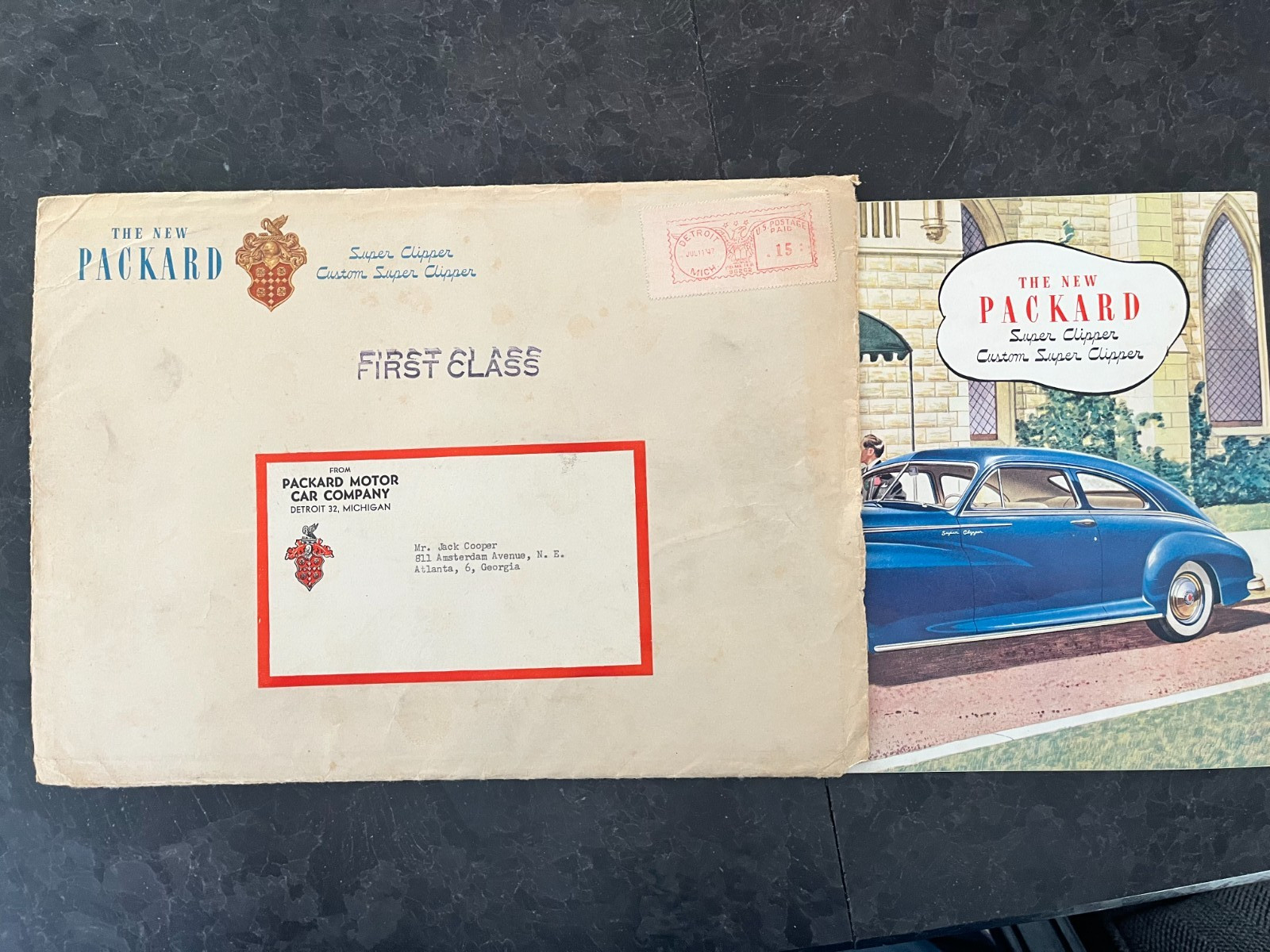 1946 1947 Packard Super Clipper Brochure Custom Sedan Brochure-Original Envelope