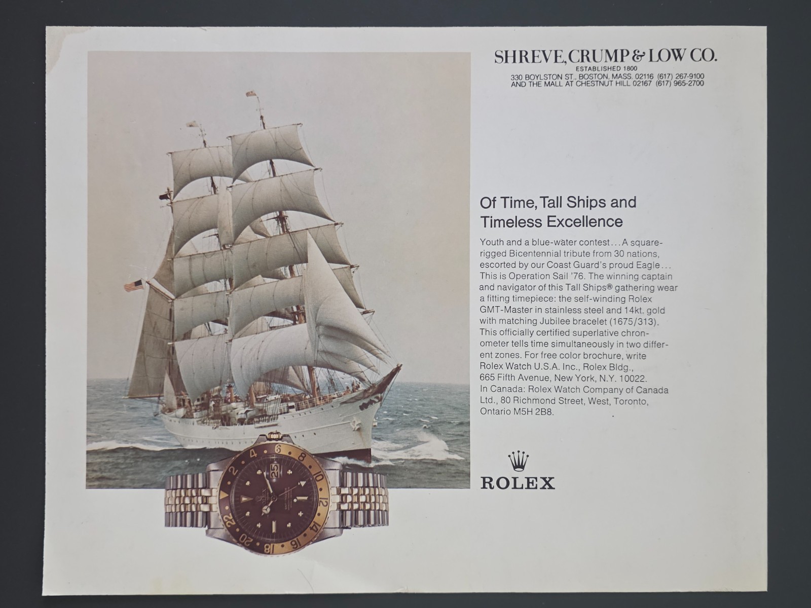 1976 PRINT AD Rolex GMT Master \