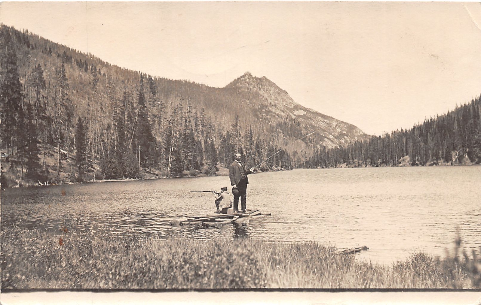 J66/ Breckenridge Colorado RPPC Postcard c1910 Boy Rifle Fly Fishing 68
