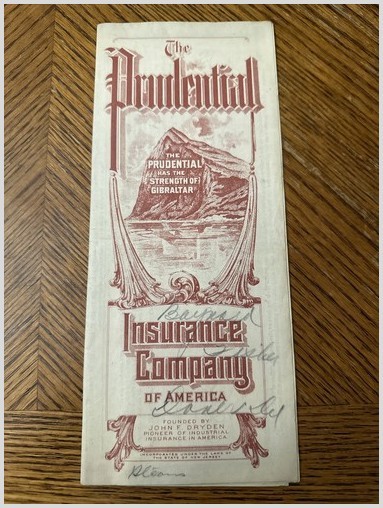Prudential 20-Year Payment Life Insurance Policy Gladys E Stearns Newark NJ 1925