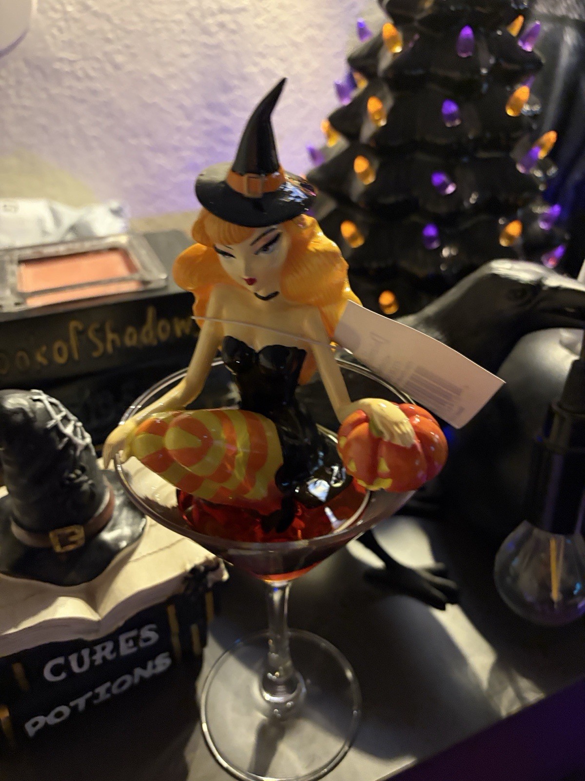 December Diamonds Seasonal Home Halloween Witch Figurine Ceramic Glossy Painted