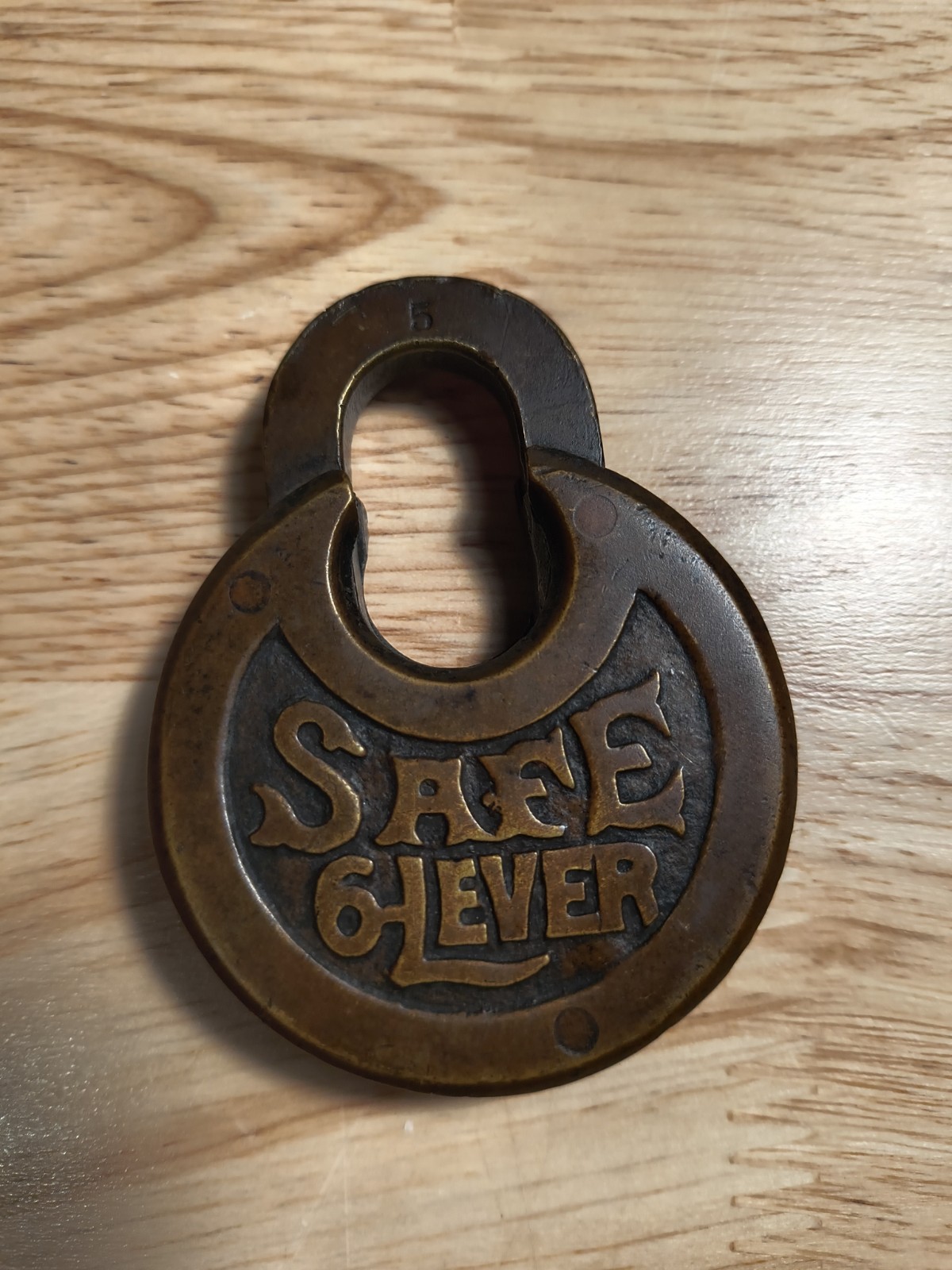 Antique Safe 6 Lever Brass Pancake Padlock Vintage Push Key Lock No Key