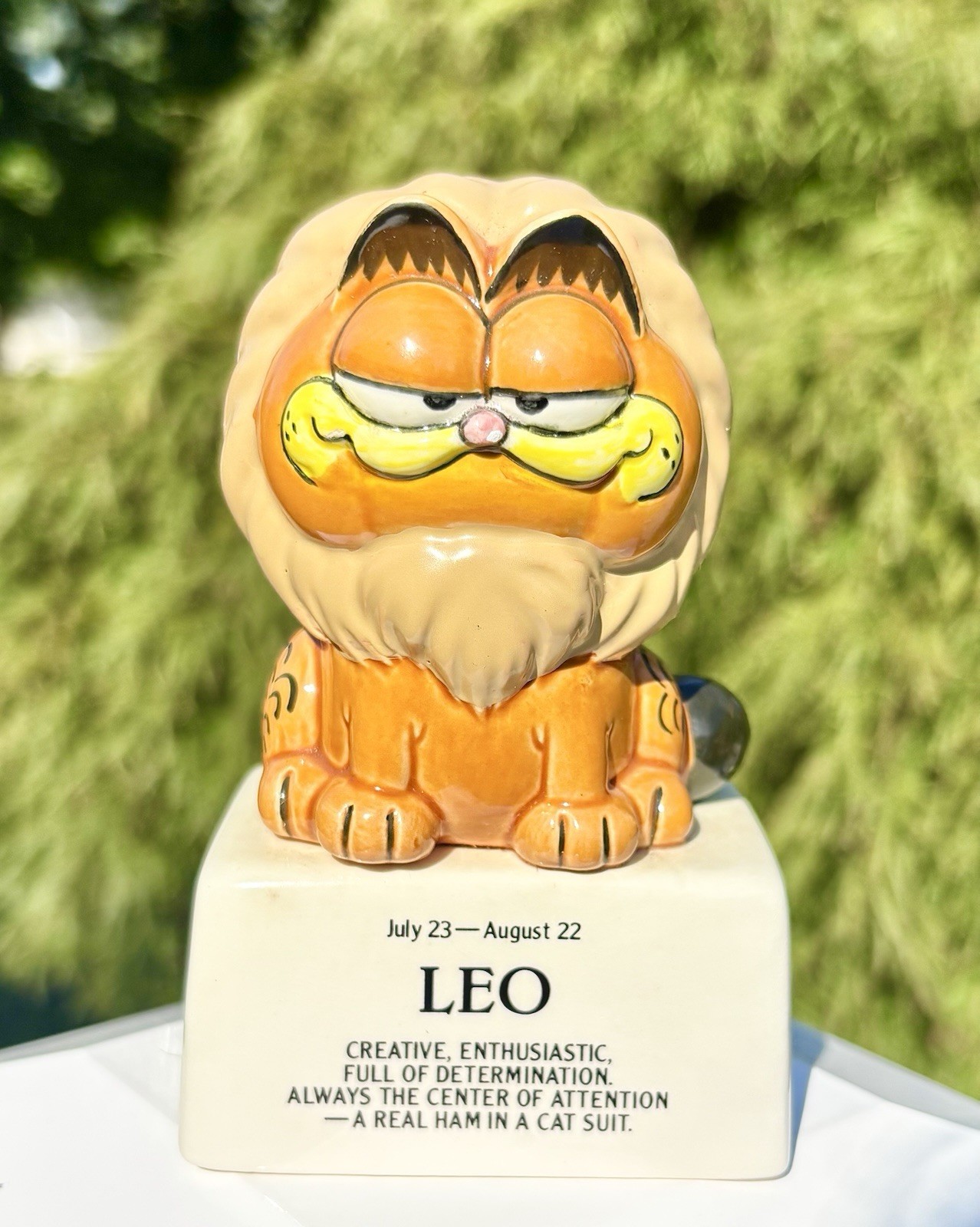 Enesco Vintage Garfield 1981 Ceramic Figurine Zodiac LEO Lion Star Sign EUC HTF