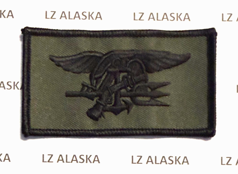 US NAVAL SPECIAL WARFARE SEAL TEAM TRIDENT PATCH (N23) GREEN / SUBDUED