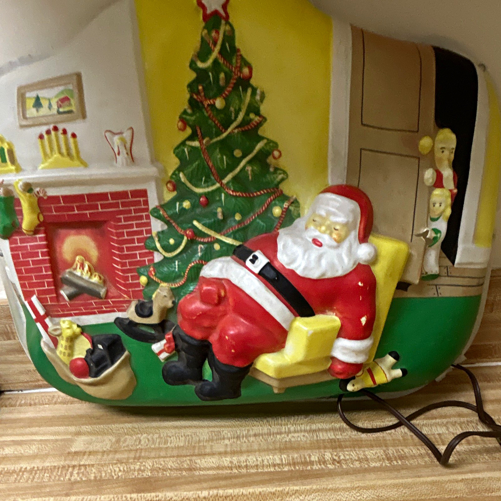 Vintage Christmas Blowmold Santa flat back 1950’s
