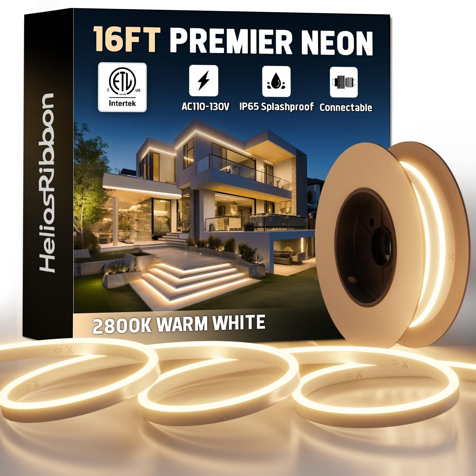 120V LED Neon Rope Lights, 2800K Warm White, 16ft 16FT/5M