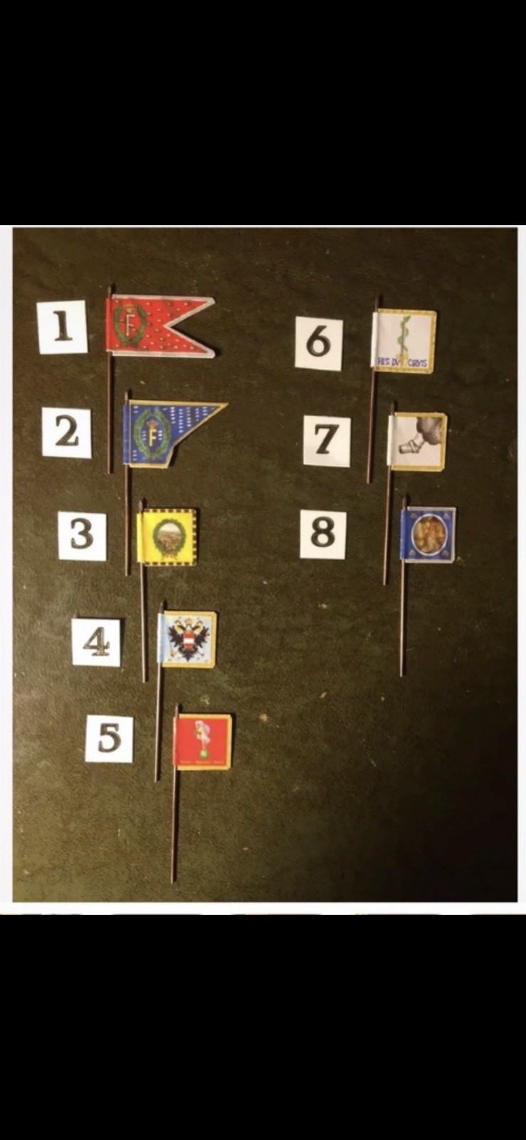 12x 28mm TYW Renaissance Imperial Catholic Bavarian Inf & Cav Flags On Flagpoles