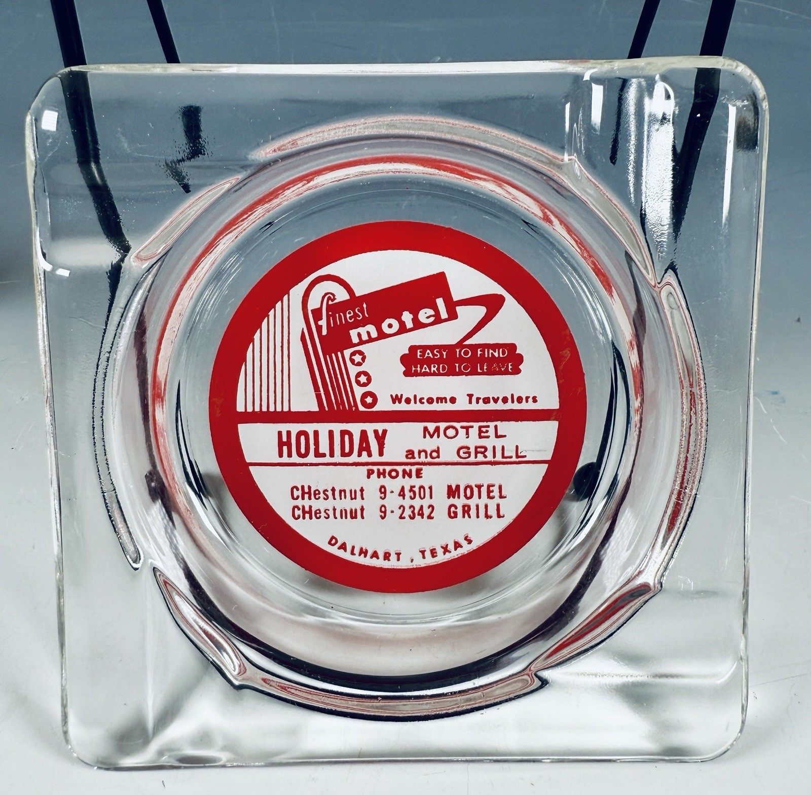 Vintage Rare Finest Motel Dalhart Texas Tobaccia Antique Ashtray Advertising
