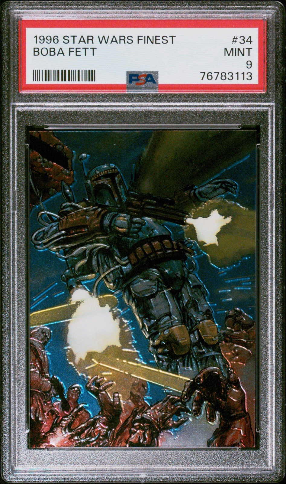 1996 Star Wars Finest Boba Fett #34 PSA MINT 9 Vintage Topps Chrome Card