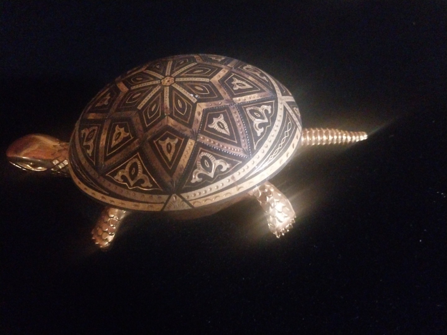 Vintage Turtle BOJ Eibar Spain Damasquina Brass Hotel Bell Wind Up España WORKS