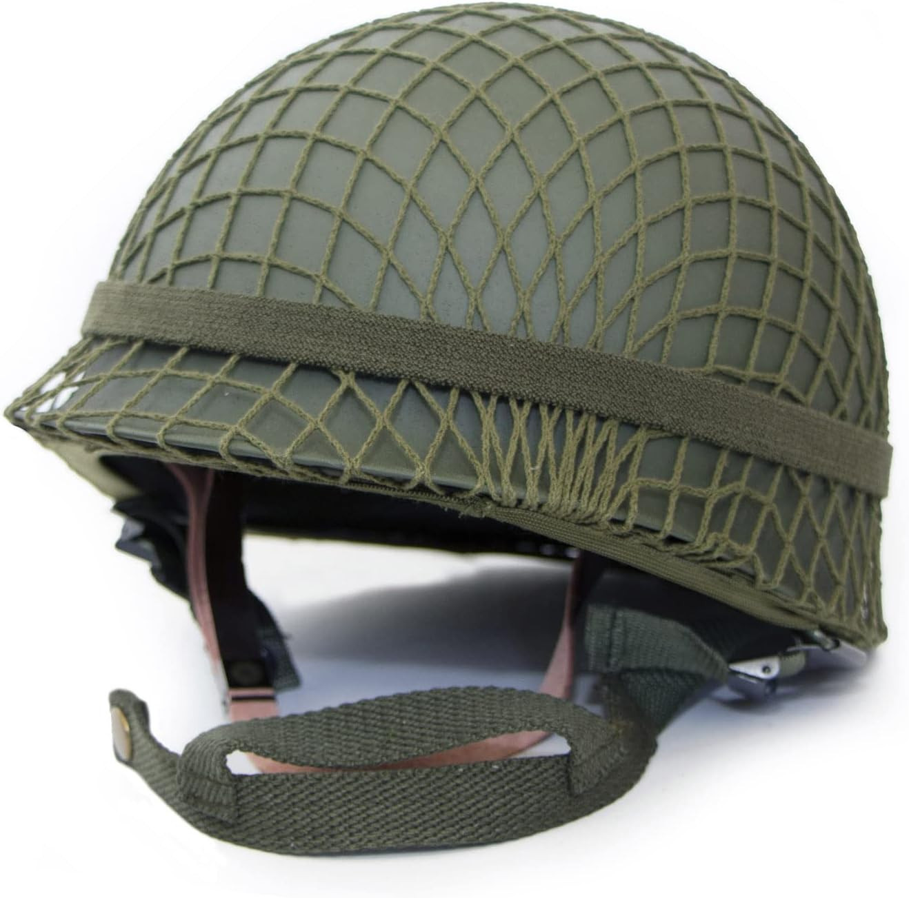 WWII US WW2 M1 Helmet Steel Shell with Net Cover Chin Strap