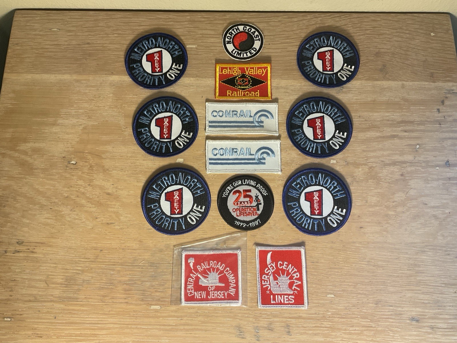 Set Of 13 Railroad Patches New Jersey Lines Safety Conrail Metro-North 