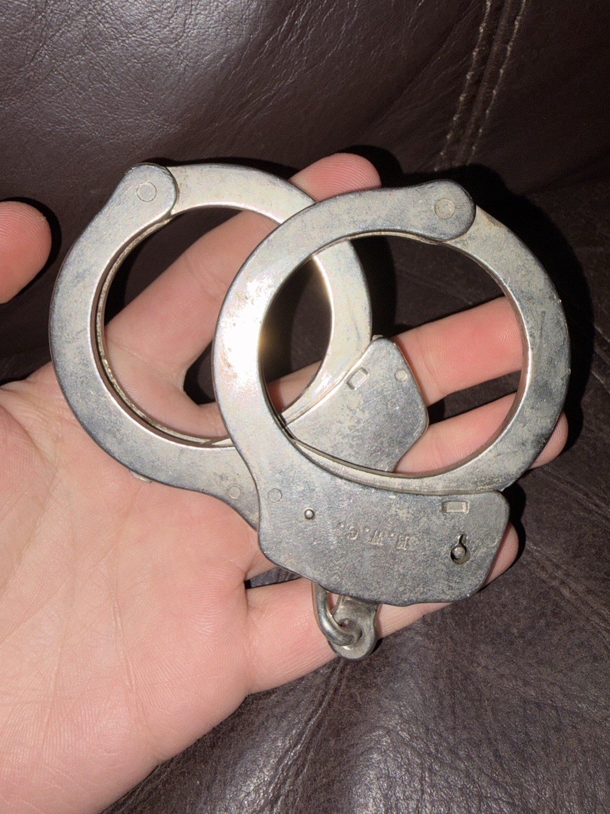 Vintage Japanese JGA Police Handcuffs Pentagonal Steel Restraints Japan NO KEY