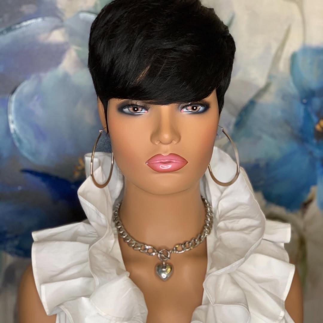 showreal Pixie Cut Wig Human Hair for Black Women Short Pixie Cut Wigs Natural L