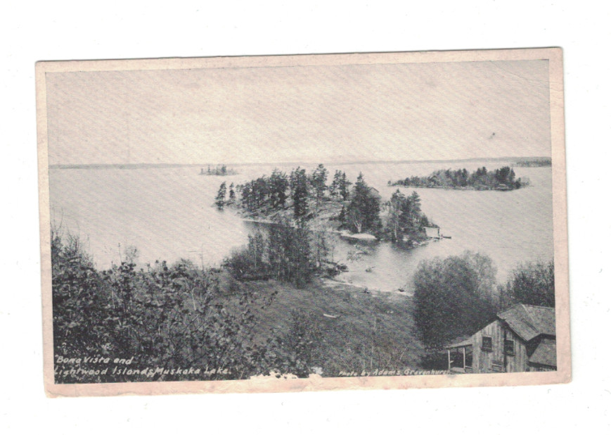 Bona Vista & Lightwood Islands Muskoka Lake Ontario Canada Black White Postcard