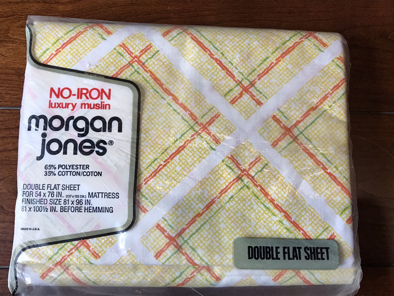 VINTAGE Sheet Morgan Jones Double Flat Sheet Luxury Muslin Yellow UNOPENED NOS