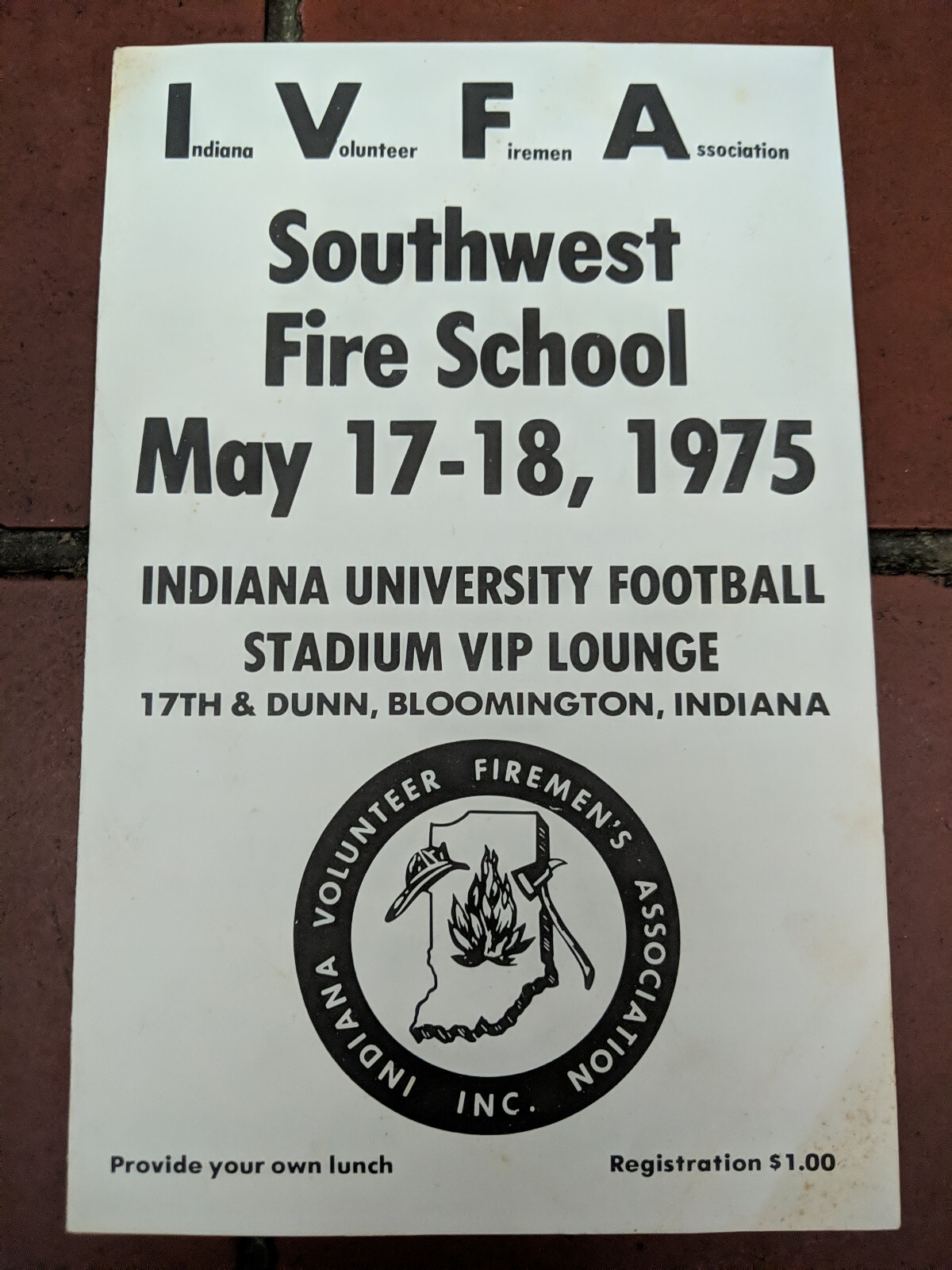 MAY 17-18 1975 IVFA BROCHURE INDIANA UNIVERSITY FOOTBALL STADIUM VIP LOUNGE 
