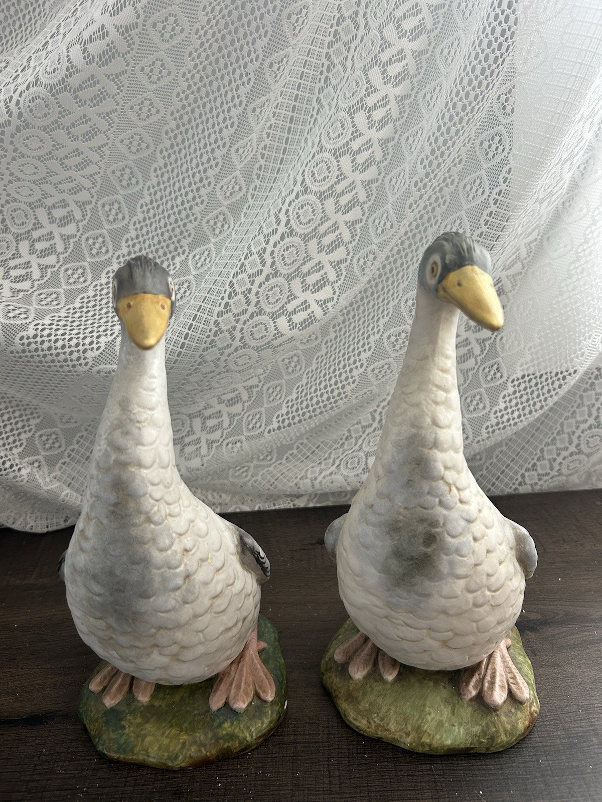 Ceramic Water Fowl Pair Signed by Artist Ugo Zaccagnini Made In Italy