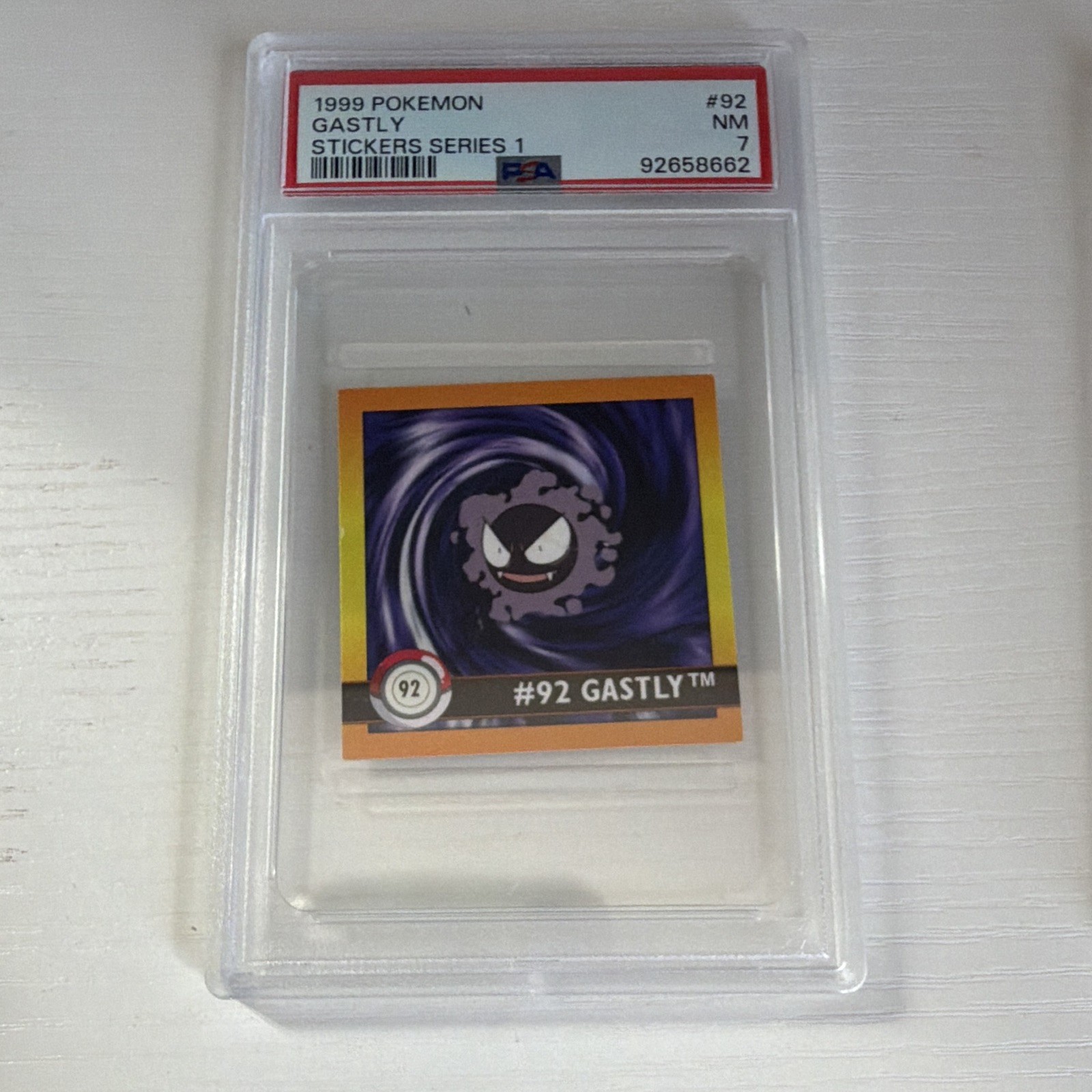1999 Artbox Pokémon Stickers Series 1 #92 Gastly PSA 7 Cert 92658662