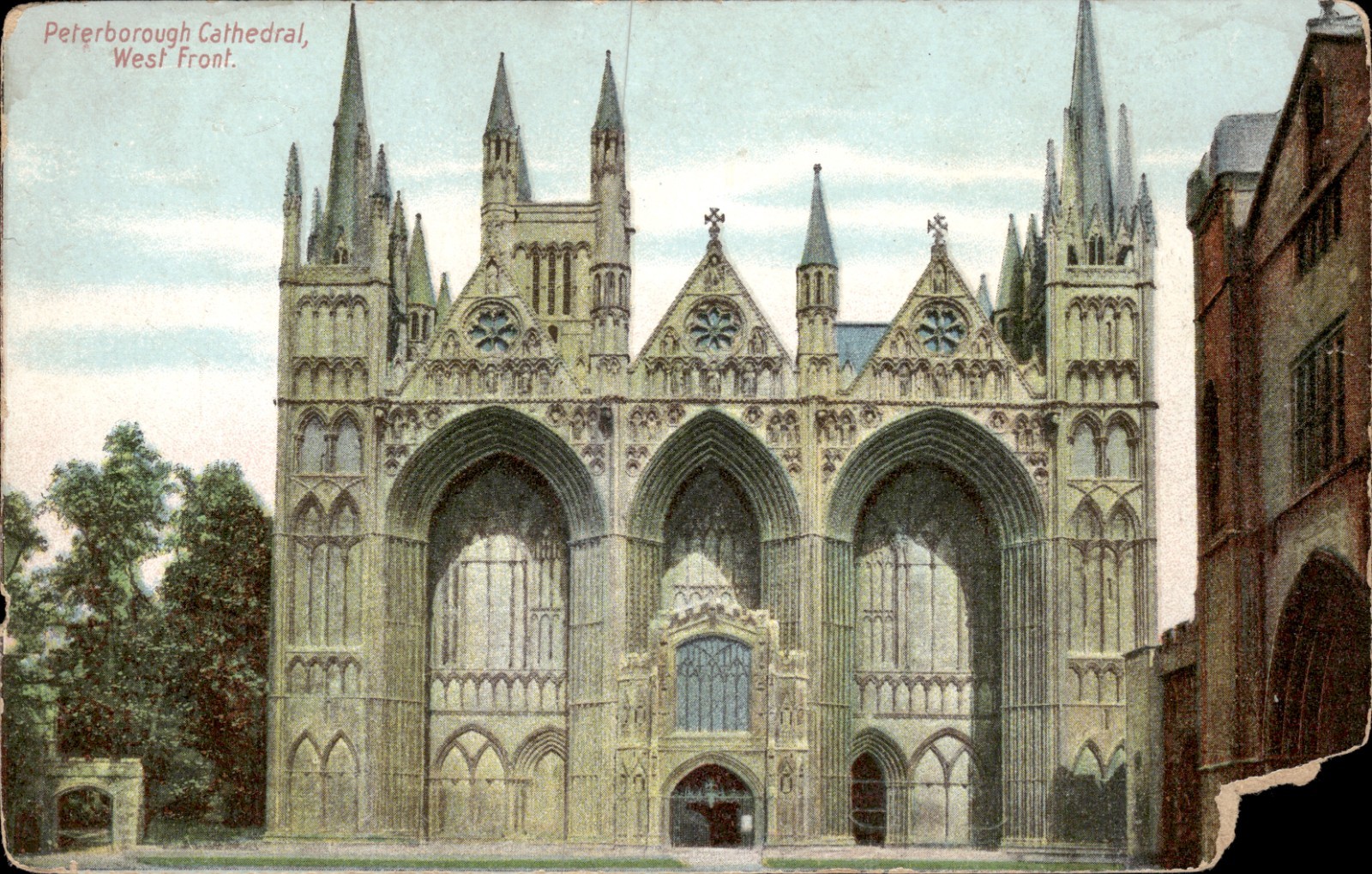 Peterborough Cathedral West Front England Westgate Series Antique Postcard