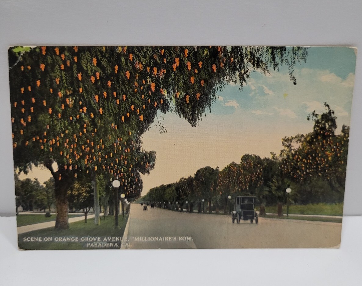 Vintage Unused Postcard, Millionaire's Row, Orange Ave, Pasadena, California 