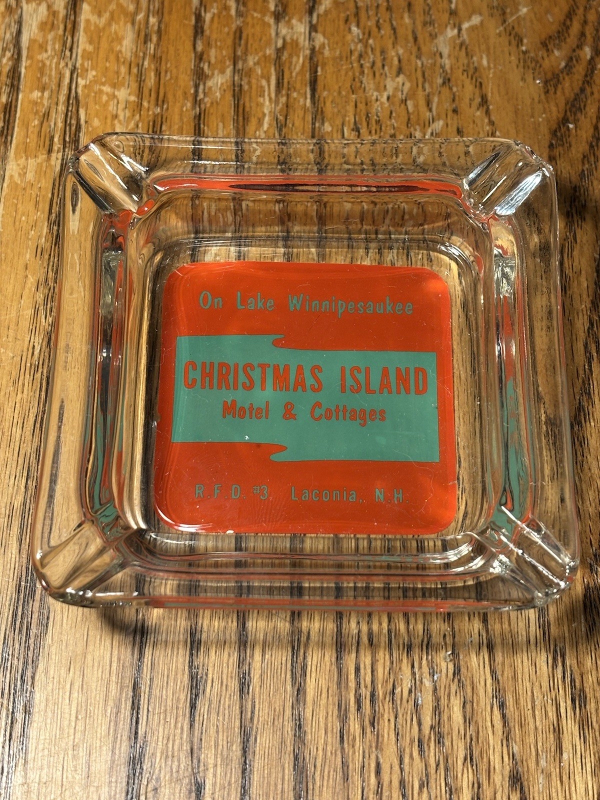 Vintage Christmas Island Motel Cottages Lake Winnipesaukee Laconia NH Ashtray