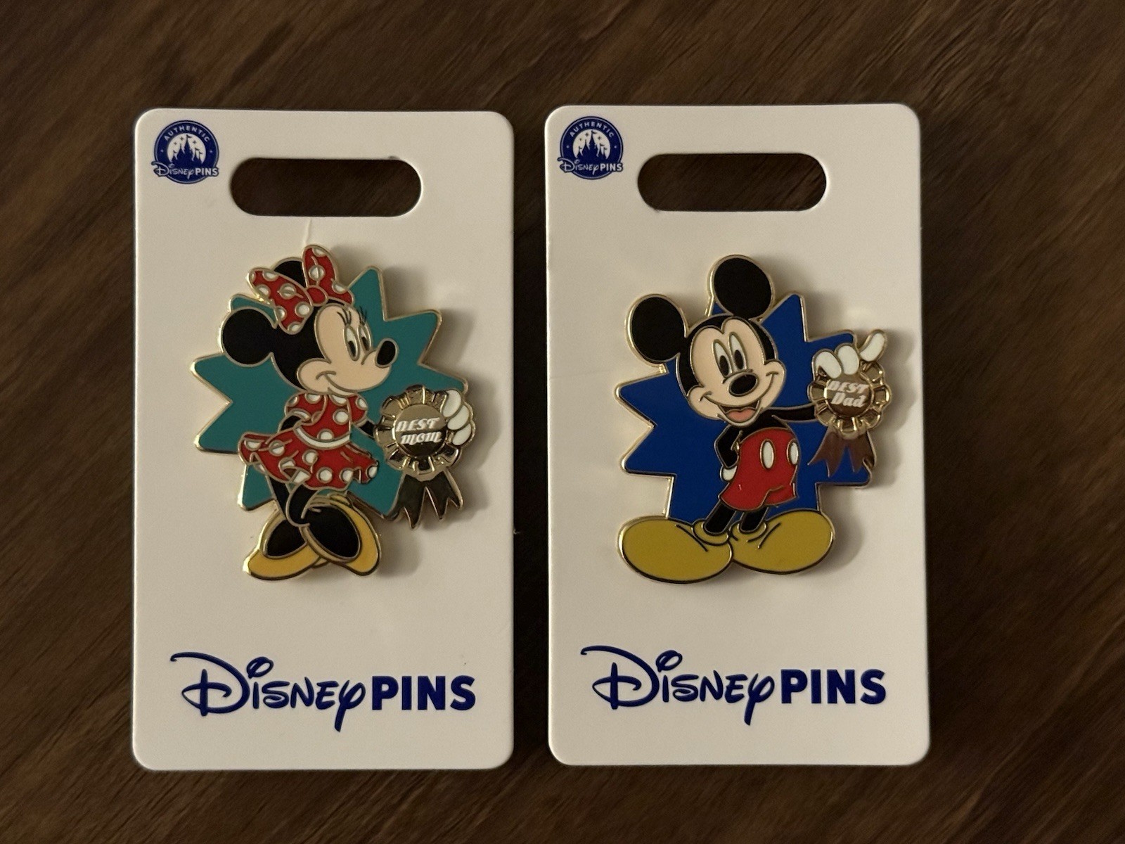 Disney Parks Trading Pins Mickey Mouse Best Dad & Minnie Best Mom Lot Of 2
