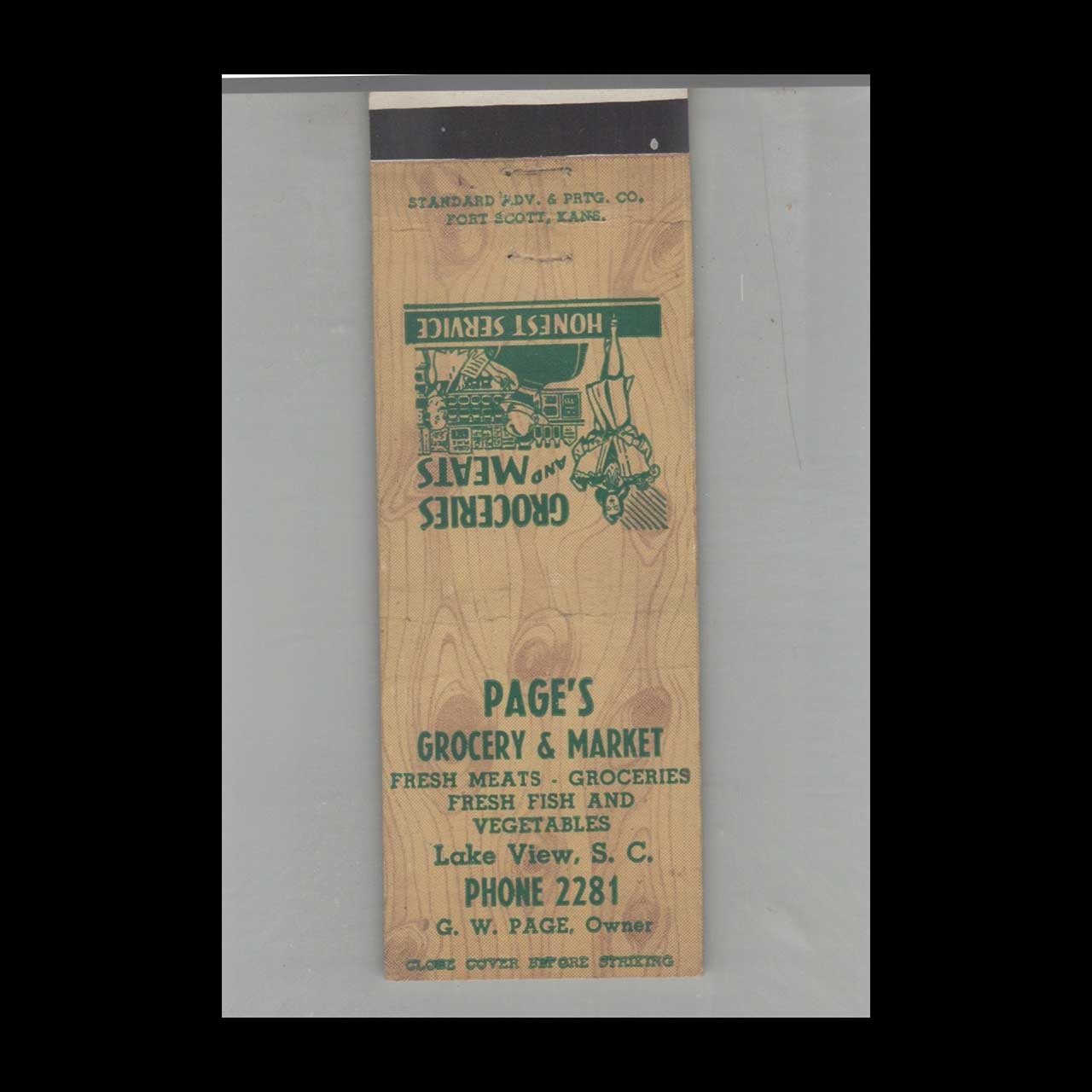 Matchbook Cover Page\'s Grocery & Market Lake View, SC