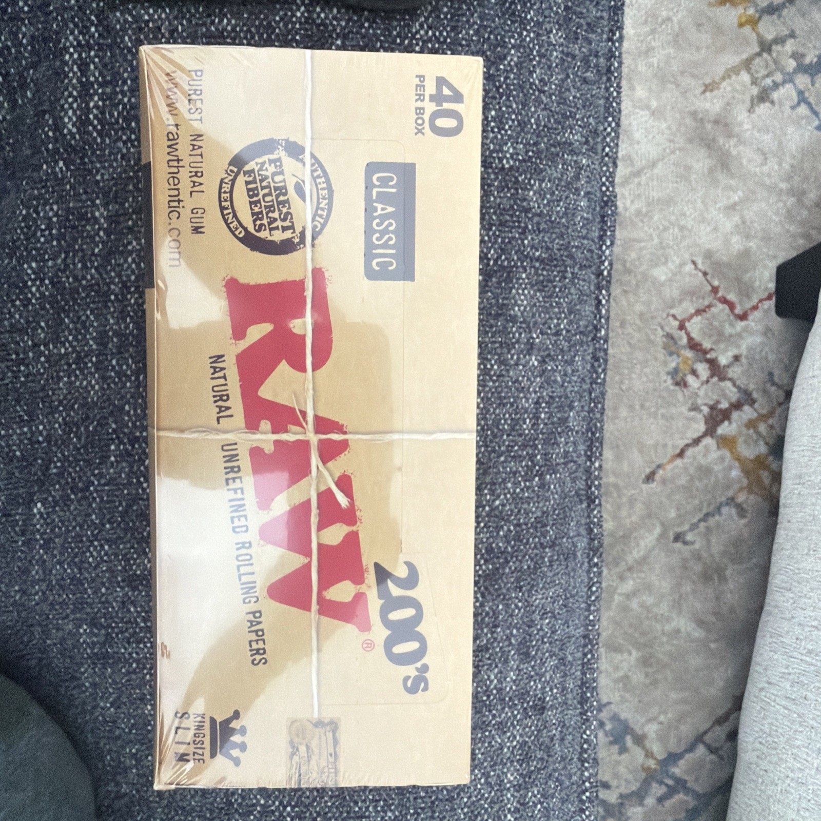 FULL BOX 40 Packs RAW 200's Classic King Size Slim FLAT PACK Rolling papers