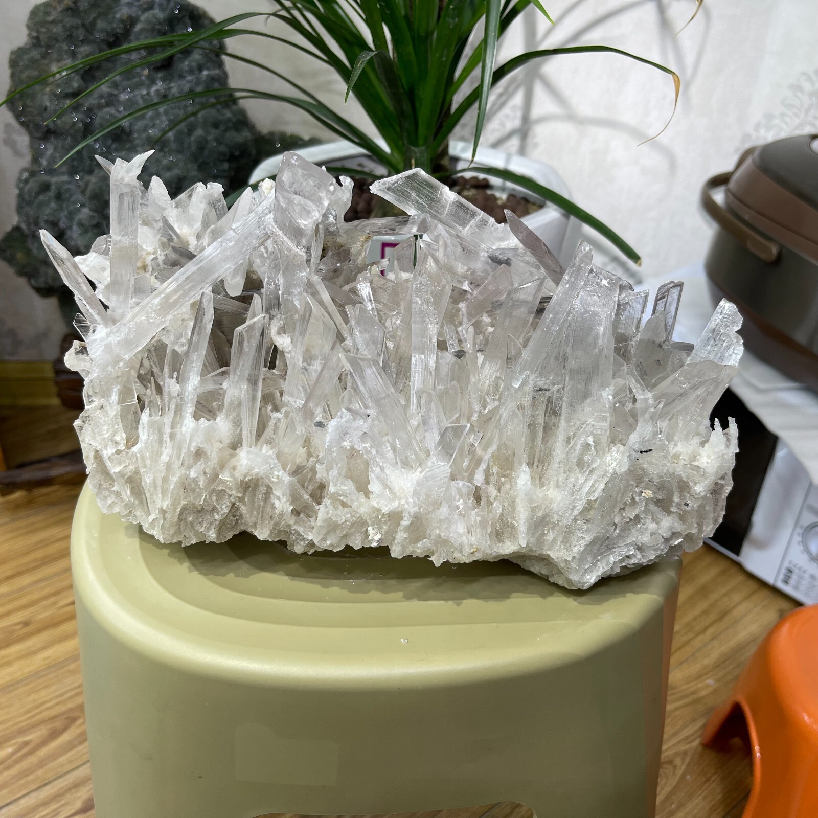 12.6LB A++ Natural Clear Selenite Slab Gypsum cluster Crystal Point vug Specimen