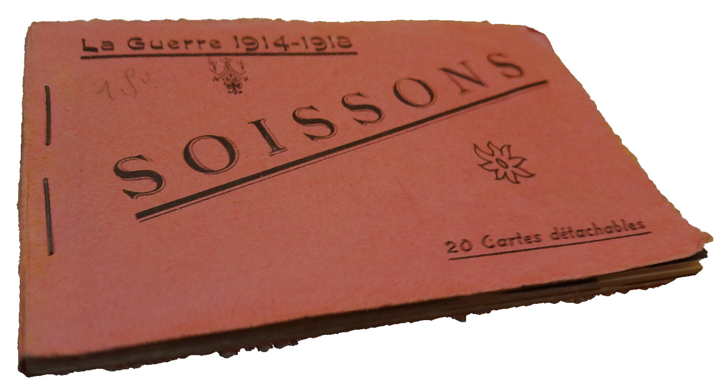Soissons WWI postcards unused set 20 in all still stapled to book