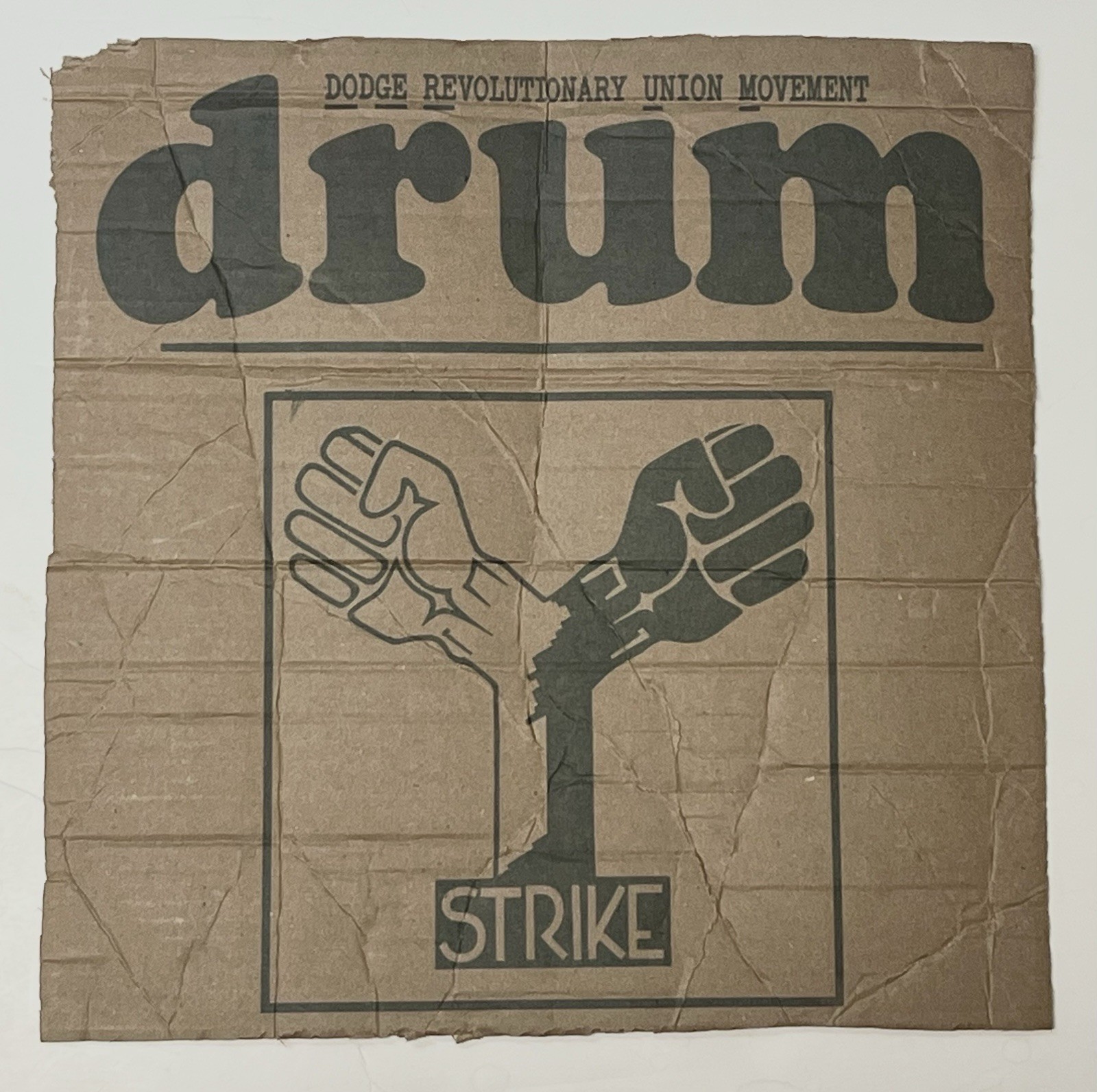 Vtg Black Panther Party DRUM Wildcat Strike Cardboard Signage Detroit 15” x 15”