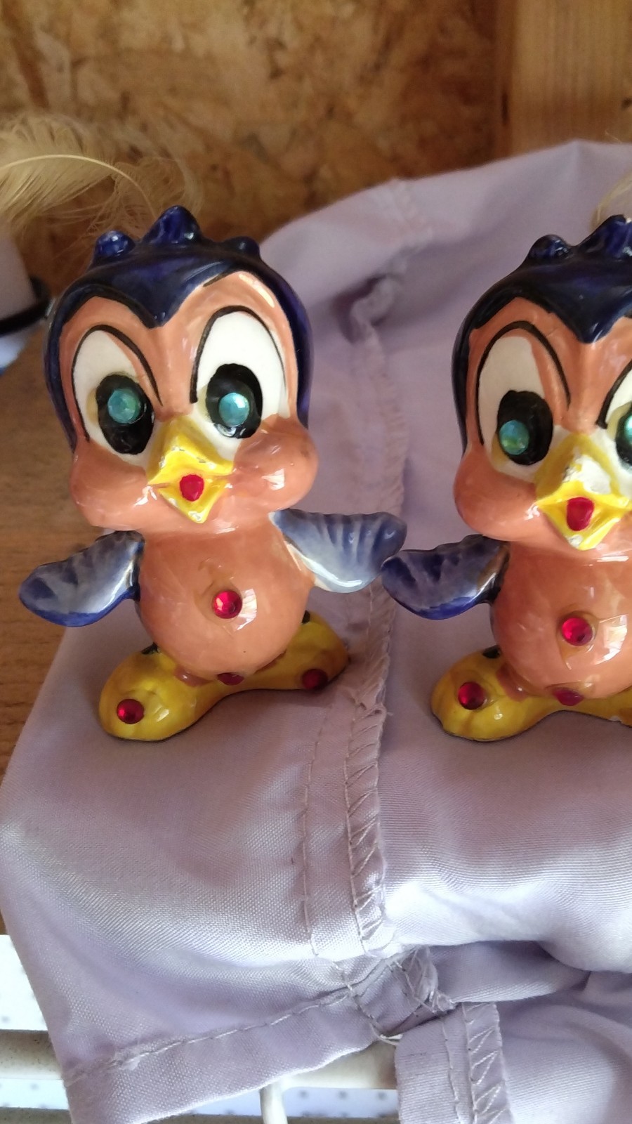 Vintage Ceramic Blue Bird Chick Salt & Pepper Shakers Set of 2 w/ Corks