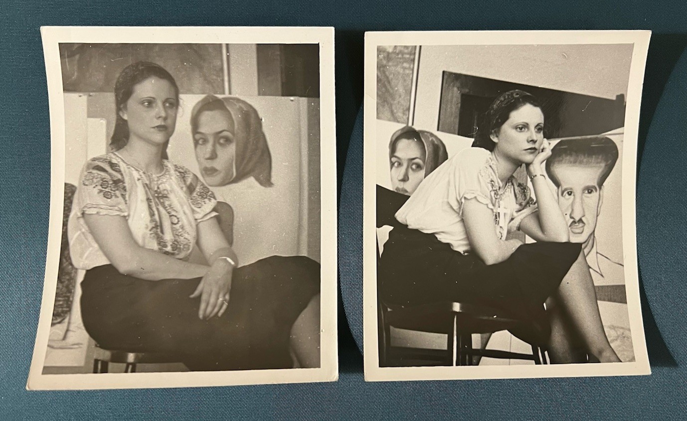 Two Vintage Photographs Artist Model Pose Drawing Painting Illustration Art
