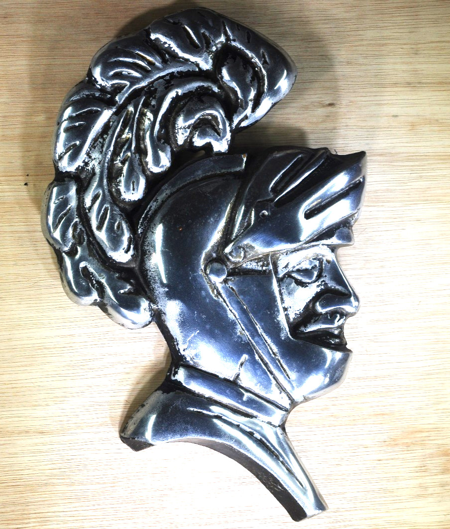 Vtg. Military Man Crusader Knights Tempolar Wall Hanging Bright Chrome Medieval