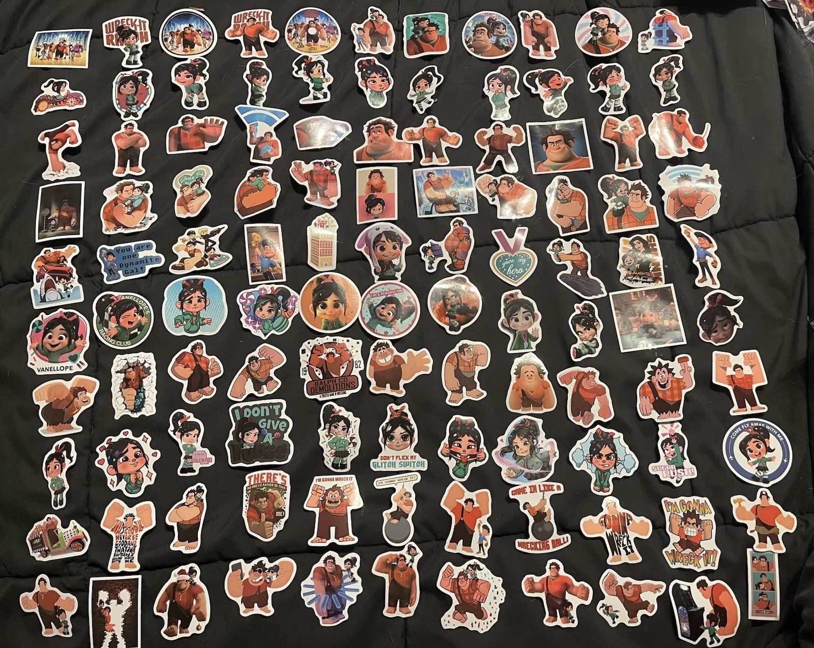 10 PCs Random ~2x2” Wreck it Ralph Stickers Vinyl Waterproof Laptop Water Bottle