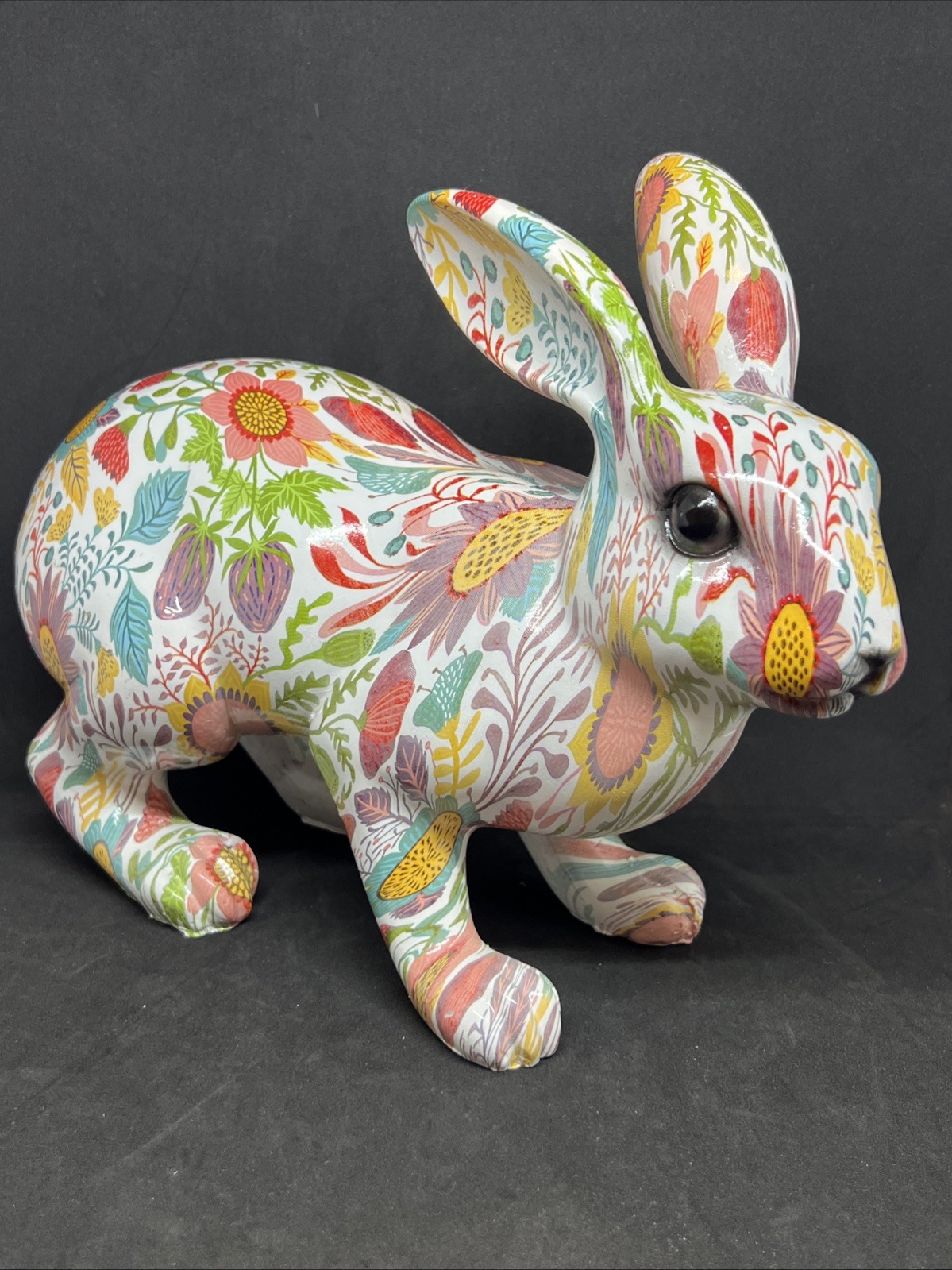 NEW Vintage Easter Floral Bunny Rabbit Resin Spring Decor