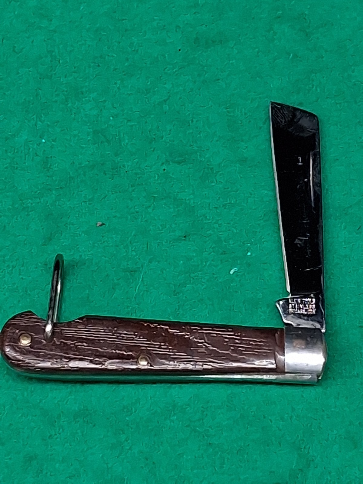 VINTAGE KLEIN TOOLS CHICAGO USA Single Blade POCKET KNIFE Brown Plastic Handle