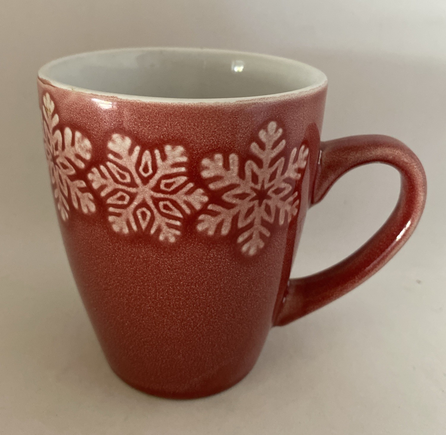 Christmas Winter Holiday Red Mug With Snowflakes